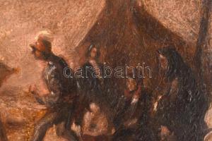 Rudnay Gyula (1878-1957): Vándorszínészek. Olaj, karton, jelzett, restaurált, apró felületi sérülése...