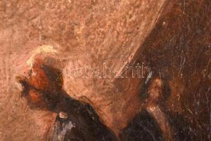 Rudnay Gyula (1878-1957): Vándorszínészek. Olaj, karton, jelzett, restaurált, apró felületi sérülése...