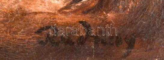 Rudnay Gyula (1878-1957): Vándorszínészek. Olaj, karton, jelzett, restaurált, apró felületi sérülése...