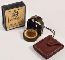 MOM 39/49M katonai tájoló, iránytű, bőr tokkal eredeti dobozában