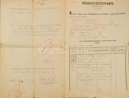 1863 Lechner Gyula (1841-1914) festőművész jogi abszolutóriumi bizonyítványa, rajta Jedlik Ányos (1800-1895) természettudós autográf aláírásával.