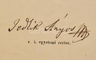 1863 Lechner Gyula (1841-1914) festőművész jogi abszolutóriumi bizonyítványa, rajta Jedlik Ányos (18...