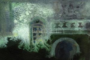 Jozefka Antal (1935-): Rejtélyes ház. Olaj, farost. Jelzett. Jobb sarkában apró sérüléssel. 28x35 cm