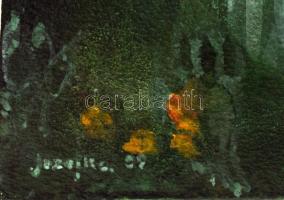 Jozefka Antal (1935-): Rejtélyes ház. Olaj, farost. Jelzett. Jobb sarkában apró sérüléssel. 28x35 cm