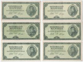 1946. 100.000.000MP (6x), közte színváltozat T:XF, közte F szép papír Adamo P32