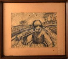 Jelzés nélkül: Hazafelé, 1941. Ceruza, papír. Üvegezett fakeretben. 20,5x27 cm