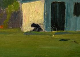 Jelenffy Lajos (XX. sz. első fele): Ház az erdő szélén, 1929. Olaj, karton. Üvegezett fakeretben. 22...