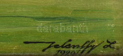 Jelenffy Lajos (XX. sz. első fele): Ház az erdő szélén, 1929. Olaj, karton. Üvegezett fakeretben. 22...