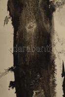 Vinkler László (1912-1980): Szikla és fenyő. Tus, papír. Jelzés nélkül, hátoldalán Vinkler László au...