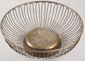 Ezüstözött alpakka gyümölcskosár. Jelzett d: 25 cm