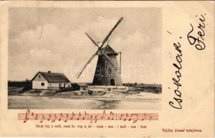 1902 Kiskundorozsma (Szeged), "Nem fúj a szél, nem forog a dorozsmai szélmalom". Tajthy József kiadása (EK)