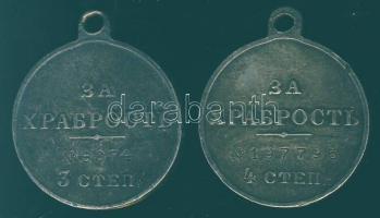 Oroszország 2db II. Miklós bátorság medál sorszámmal (4-5. osztály)