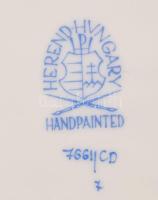 Herendi CD mintás tányér, plasztikus díszítésekkel kézzel festett, jelzett, hibátlan d:18 cm /// Her...