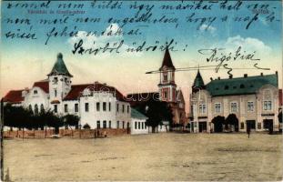 1917 Siófok, Városháza és Gizella udvar, üzletek (EB)