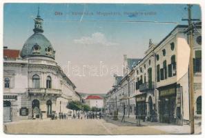 Dés, Dej; Városháza, Megyeháza, Hungária szálloda, Léner, Jagamas János üzlete / town hall, county hall, hotel, shops - leporellólap, üres belül / leporellocard, empty inside (b)