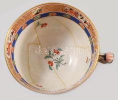 cca 1900-1905 Herendi Óherendi Ming mintás mokkás csésze és alj. Kézzel festett, jelzett, a csésze r...