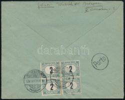 1920 Levél 55f bérmentesítéssel Budapestről Pestszentlőrincre, megportózva 10f portóval / Cover with...