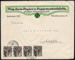 1946 Külföldre küldött levél 4 bélyeggel Budapestről / Cover to Praha