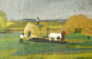 Olvashatatlan jelzéssel: Találkozás. Olaj, karton. 30x40 cm Üvegezett fakeretben