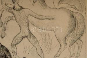 Szabó Vladimír (1905-1991): Művészek. rézkarc, papír, jelzett, lapszéli apró foltokkal, 24,5x29 cm