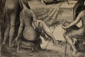 Szabó Vladimír (1905-1991): Művészek. rézkarc, papír, jelzett, lapszéli apró foltokkal, 24,5x29 cm