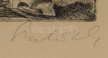 Szabó Vladimír (1905-1991): Művészek. rézkarc, papír, jelzett, lapszéli apró foltokkal, 24,5x29 cm