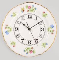 Hollóházi Hortenzia mintás falióra. Kézzel festett, jelzett, hibátlan d: 26 cm