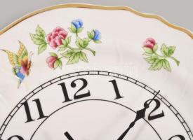 Hollóházi Hortenzia mintás falióra. Kézzel festett, jelzett, hibátlan d: 26 cm