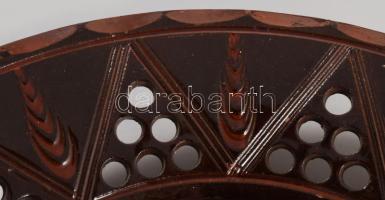 Óbánya, Teimmel István mázas kerámia fali dísztál, jelzett, apró mázhibákkal d: 34 cm