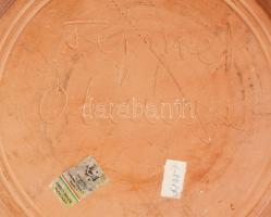 Óbánya, Teimmel István mázas kerámia fali dísztál, jelzett, apró mázhibákkal d: 34 cm