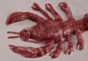 Csiszár, Tata rákos tál, plasztikus, kézzel festett mázas kerámia, jelzett, hibátlan d: 22 cm