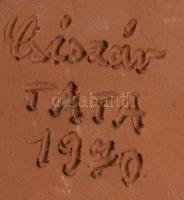 Csiszár, Tata rákos tál, plasztikus, kézzel festett mázas kerámia, jelzett, hibátlan d: 22 cm