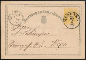 1871 2kr díjjegyes levelezőlap / PS-card "MEDGYES" - Wien