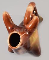 Yaszilkiv mázas kerámia, bika formájú majolika kiöntő, jelzett, hibátlan d25x26 cm