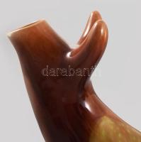 Yaszilkiv mázas kerámia, bika formájú majolika kiöntő, jelzett, hibátlan d25x26 cm