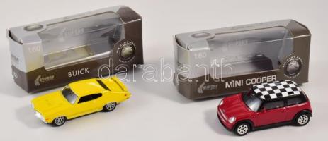 2 db Super 9 játék autó makett Mini cooper, Buick, eredeti dobozában.