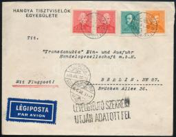1936 Légi levél Berlinbe "LEVÉLGYŰJTŐ SZEKRÉNY UTJÁN ADATOTT FEL" / Airmail cover