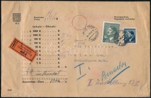 Böhmen und Mähren 1944 Pénzes levél / Insured cover