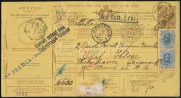 1899 Teljes csomagszállító Dániába / Complete parcel card to Denmark