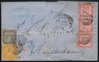 1862 Levél 5 bélyeggel Amszterdamba (hajtott) / Cover with 5 stamps to Amsterdam (folded)