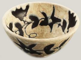 Gorka Géza (1894-1971): Leveles tálka, mázas kerámia (Nógrádverőce), jelzett, hibátlan d: 15 cm