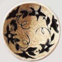 Gorka Géza (1894-1971): Leveles tálka, mázas kerámia (Nógrádverőce), jelzett, hibátlan d: 15 cm