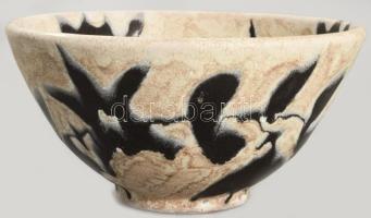 Gorka Géza (1894-1971): Leveles tálka, mázas kerámia (Nógrádverőce), jelzett, hibátlan d: 15 cm