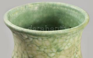 Gorka Géza (1894-1971): Zöld mázas váza, mázas kerámia (Nógrádverőce), jelzett, hibátlan d: 17 cm