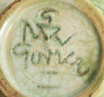 Gorka Géza (1894-1971): Zöld mázas váza, mázas kerámia (Nógrádverőce), jelzett, hibátlan d: 17 cm