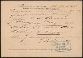 1871 2kr díjjegyes levelezőlap / PS-card "PANCSOVA" - Wien