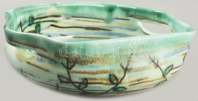 cca 1946, Gorka Géza (1895-1971), Zsolnay Manufaktúra: Halas tál. Kézzel festett, jelzett, hibátlan,...