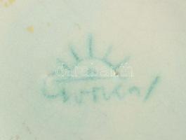 cca 1946, Gorka Géza (1895-1971), Zsolnay Manufaktúra: Halas tál. Kézzel festett, jelzett, hibátlan,...