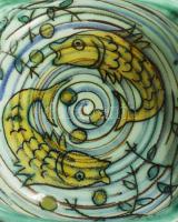 cca 1946, Gorka Géza (1895-1971), Zsolnay Manufaktúra: Halas tál. Kézzel festett, jelzett, hibátlan,...