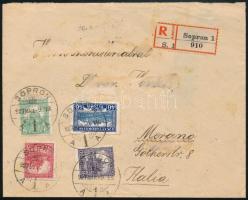 1927 Olaszországba küldött ajánlott levél 82f bérmentesítéssel / Registered cover to Italy